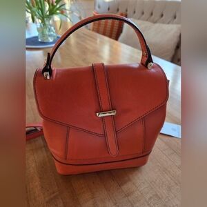 Orange Italian Leather should/cross body/backpack